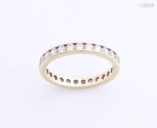 Yellow gold wedding ring, 585/000, with zirconia's.