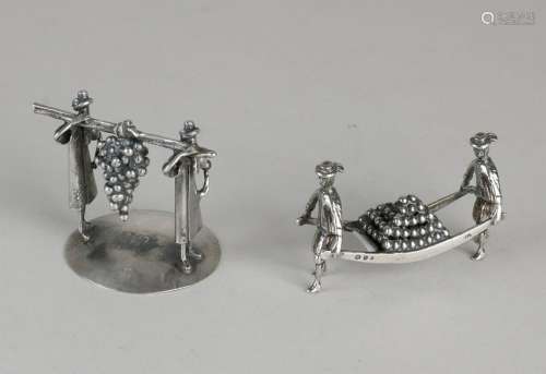 Two silver miniatures, cheese carriers, 835/000, MT .: