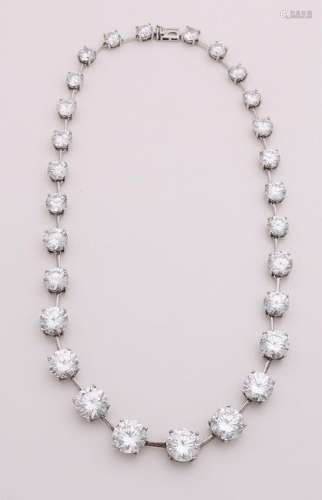 Silver necklace, 925/000, with zirconia's. Necklace