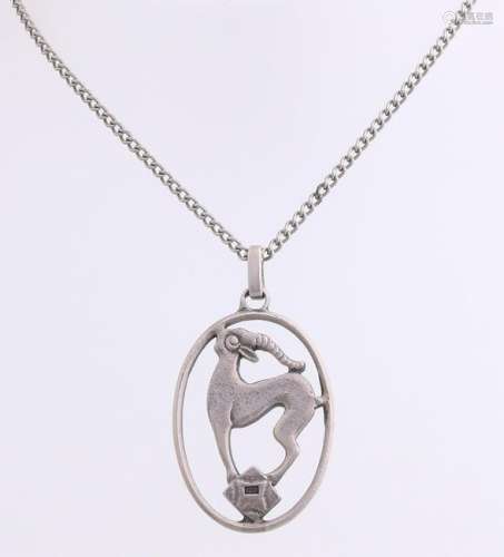 Silver necklace with pendant, 800/000, gourmet necklace
