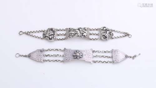 Two silver bracelets, 835/000, made from bible locks.