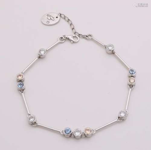 Silver bracelet, 925/000, with bars and colored