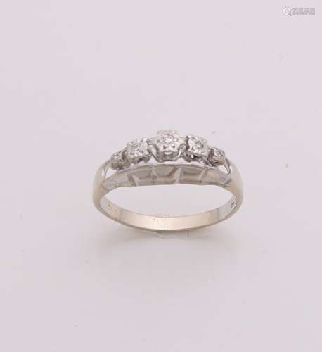 White gold ring, 585/000, split at the top, set with 5