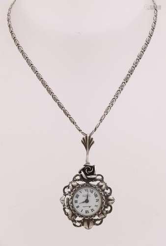 Silver hanging watch with chain, 835/000, Small hanging