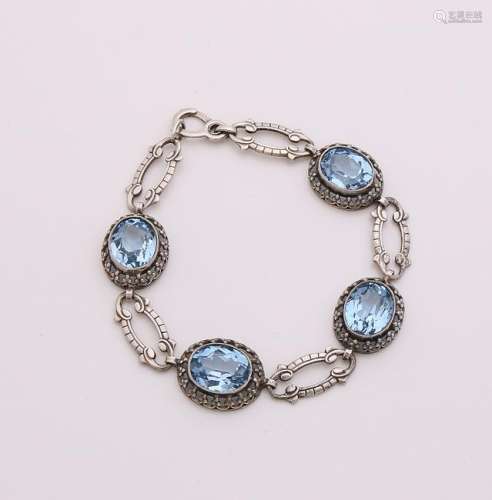 Silver decorated bracelet, 830/000, with 4 oval