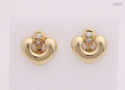 Yellow gold decorative earrings, 585/000, set in a