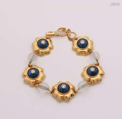 Swarovski bracelet, gold-colored with links in the form