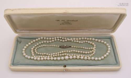 Long-lasting necklace of beautiful cultured pearls,