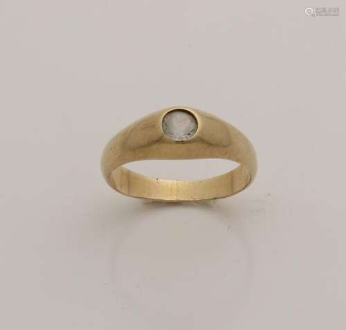 Yellow gold ring, 585/000, with zirconia. Cachet ring