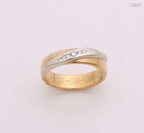 Gold wedding ring, 585/000, with diamond. Yellow gold