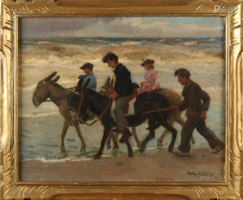Willy Sluiter '40. 1873 - 1949. Beach view with donkey
