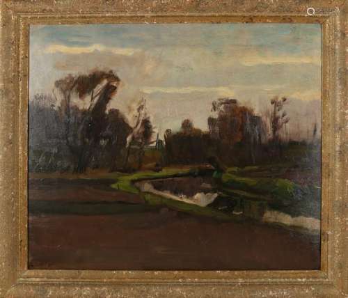 Piet van Wijngaerdt. 1873 - 1964. Landscape river view.