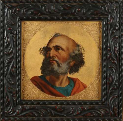Unclear. Italian 18th - 19th century portrait with gold