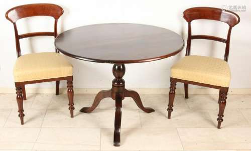 19th century English tiltop mahogany coffee table with