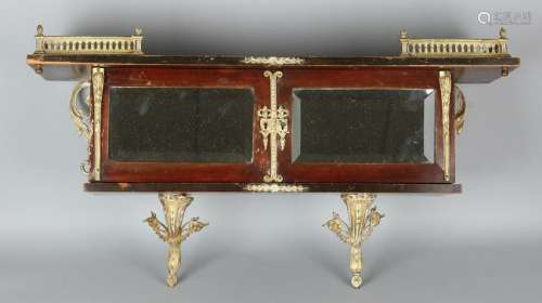 19th century mahogany hanging cupboard with gilt bronze