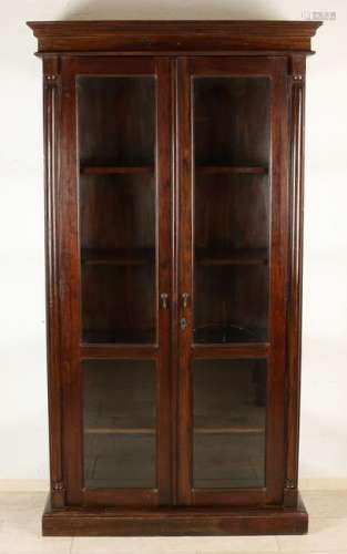 Large mahogany wooden display case with half columns