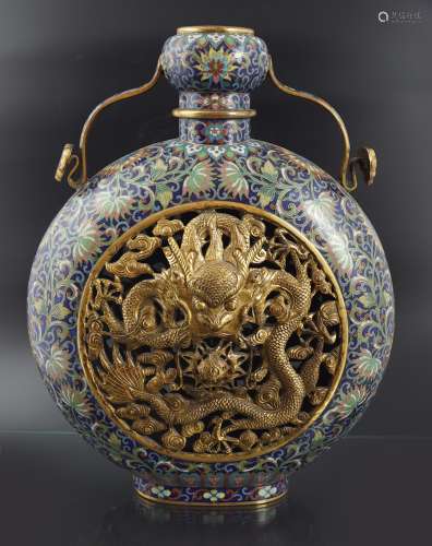 CHINESE CLOISONNE MOON FLASK