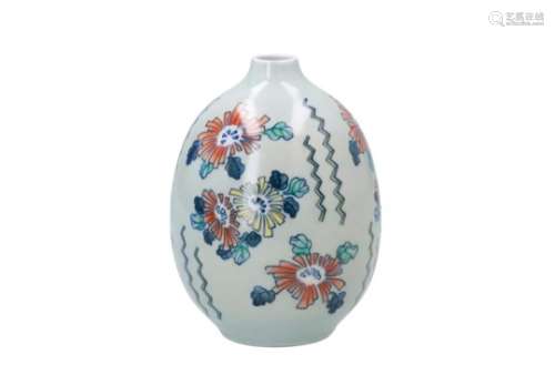 A doucai porcelain vase, decorated with flowers. Marked with seal mark Jingdezhen. China, 20th