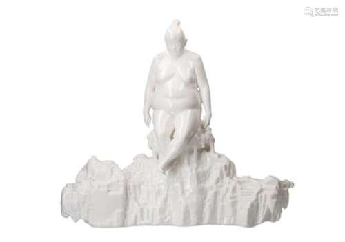 A blanc de Chine sculpture of a nude lady. China. With certificate. Xianzhong Su H. 47 cm. Exhibited