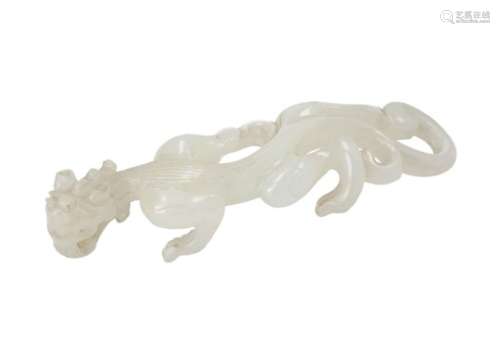 A carved jade chilong dragon. China, 20th century. L. 7,5 cm.
