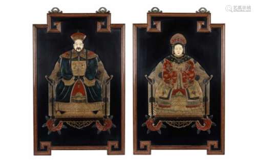 A pair of panels made of diverse materials including ivory and jade, possibly depicting the