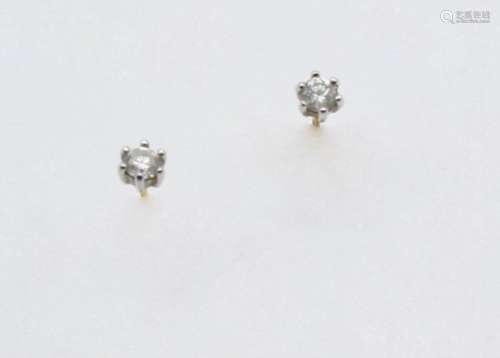 A PAIR OF DIAMOND STUD EARRINGS each set with a circular-cut diamond in 18ct. gold.