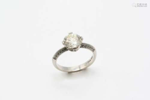 A DIAMOND SOLITAIRE RING the round brilliant-cut diamond weighs approximately 2.30 carats and is set