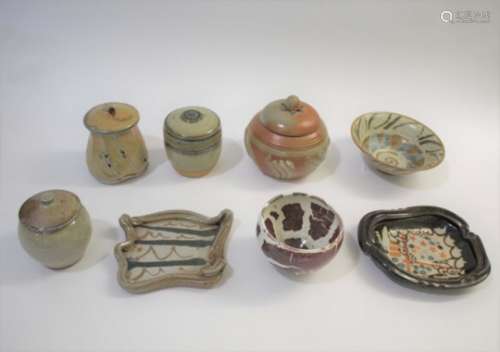 STUDIO POTTERY various stoneware pottery including a lidded jar by Richard Batterham, a lidded jar