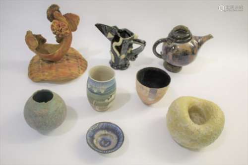 STUDIO POTTERY a mixed group including a pottery sculpture by Ann Watson 'Dreamtime', a small