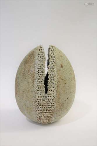 ALAN WALLWORK (BORN 1931) a large stoneware split form oval vessel, with incised signature AW. 11ins