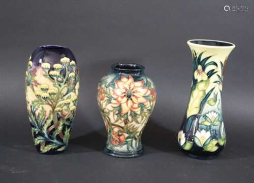 MOORCROFT VASES 3 modern Moorcroft vases, including Tansy (designed by Philip Gibson, 1999),