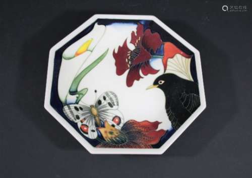 MOORCROFT SIGNED PLATE - MEDLEY an octagonal plate in the Medley design, with various artists