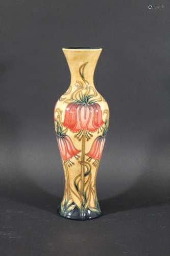 MOORCROFT TRIAL VASE - CROWN IMPERIAL a slender trial vase in the Crown Imperial design, designed by