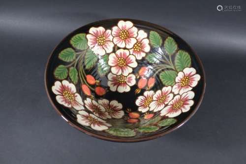 LARGE WENDY MASON FRUIT BOWL a large pottery fruit bowl, painted to the interior and exterior with