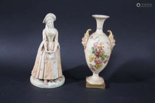 ROYAL WORCESTER BLUSH IVORY FIGURE a blush ivory figure of a lady Model No 1032. Also with a blush