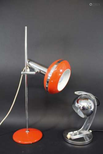 RETRO TABLE LAMP a circa 1970's retro metal and chrome lamp of adjustable height, the shade and base