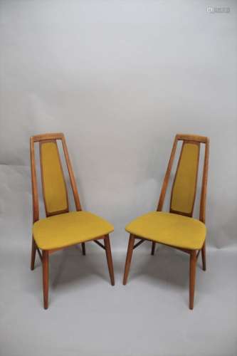 DANISH KOEFOED RETRO DINING CHAIRS a set of six teak dining chairs with padded seats, designed by