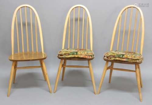 ERCOL EXTENDING DINING TABLE & 6 CHAIRS a large Ercol light elm Dorchester extending dining table