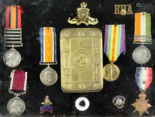 A group of six Victoria and George V Boer and First World War medals awarded to 95797 Driver W.Mosse