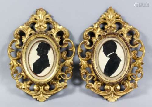 Early 19th Century English school - Pair of silhouette profiles of John Stuart Lewis and his wife