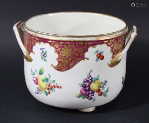 WORCESTER ICE PAIL, circa 1765-68, painted in the Hope Edwards pattern at the James Giles atelier