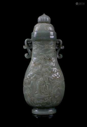 CHINESE CELADON JADE VASE