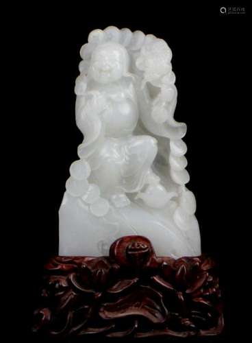 CHINESE WHITE JADE CARVED HOTEI