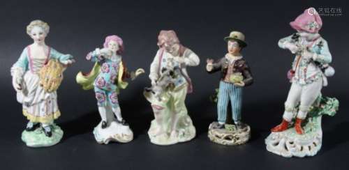 GROUP OF DERBY AND DERBY STYLE FIGURES, various dates, to include a girl emblematic of Autumn, a boy