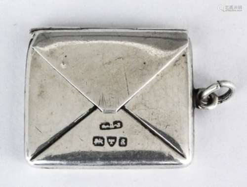 An Edward VII plain silver envelope pattern stamp case, 1ins square, possibly by Albert E Jones,