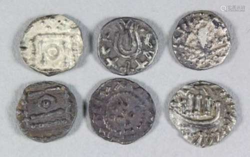 Six early Anglo-Saxon silver Sceattas (circa 600-775 A.D.)