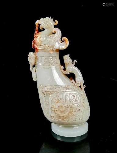 CHINESE ARCHAIC STYLE WHITE JADE VESSEL