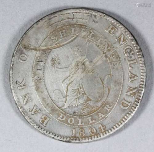 A George III 1804 Bank of England silver five shilling/one dollar (fair/fine - surface scuffed and