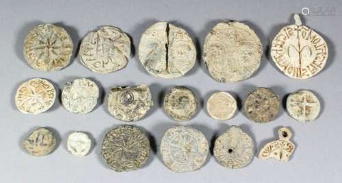 Eighteen Medieval lead seals, including Pope Gregory IX (1227-1241), the obverse showing St. Peter