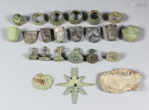 A collection of Medieval and post medieval objects including - lead ampulla with engraved design